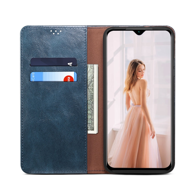 For Huawei P50 Simple Wax Crazy Horse Texture Horizontal Flip Leather Case with Card Slots & Holder(Navy Blue) by bashfashion
