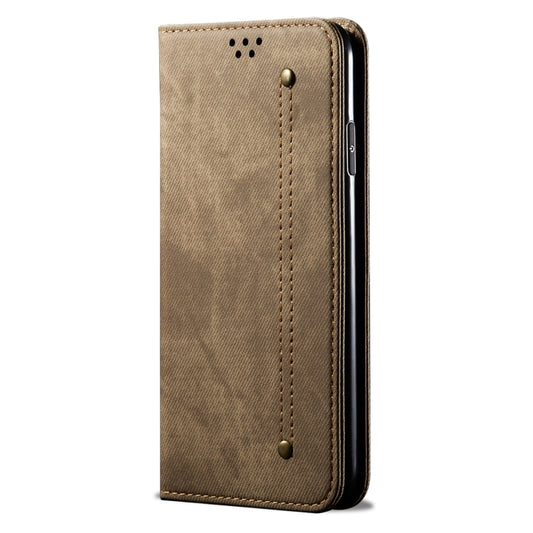 For Xiaomi Redmi Note 11 Denim Texture Flip Leather Phone Case with Card Slots & Wallet(Khaki) by bashfashion