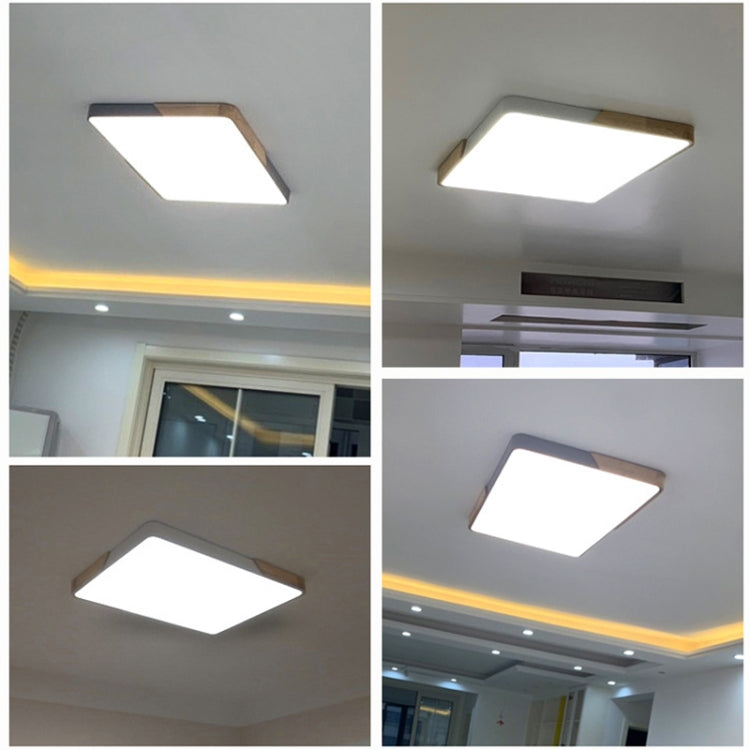 Wood Macaron LED Rectangle Ceiling Lamp, Stepless Dimming, Size:88x62cm(Black) by bashfashion