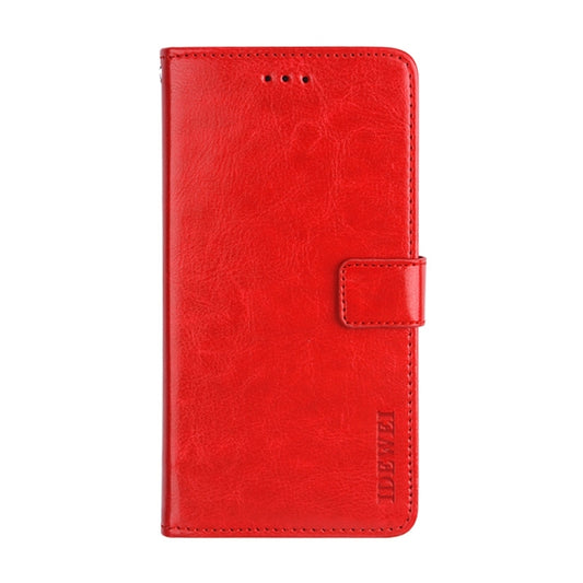 For T-Mobile REVVL 6 5G idewei Crazy Horse Texture Leather Phone Case with Holder(Red) by idewei