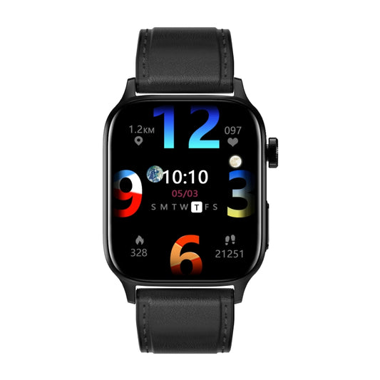 GT22 1.85 inch TFT Screen Leather Band Health Smart Watch, Support Bluetooth Call / Plateau Blood Oxygen / Body Temperature / Arrhythmia / TI Heart Rate Monitoring(Black) by bashfashion