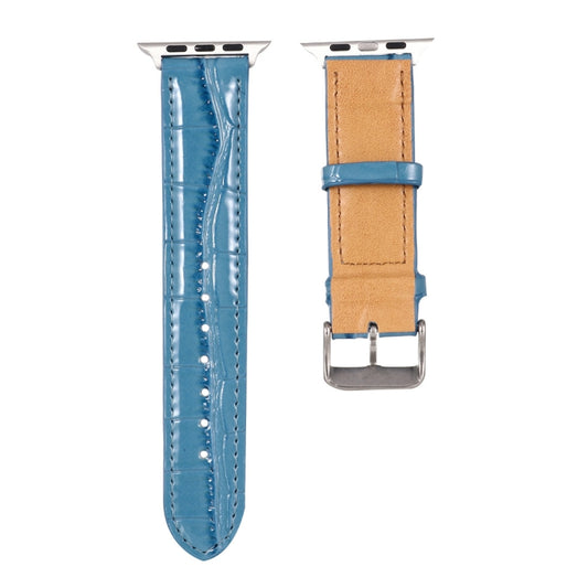 For Apple Watch Series 8&7 41mm / SE 2&6&SE&5&4 40mm / 3&2&1 38mm Crocodile Texture Leather Wrist Strap(Blue) by bashfashion