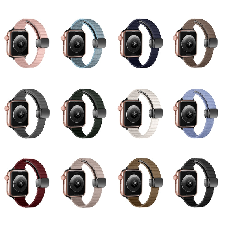 For Apple Watch Ultra 2 49mm Water Ripple Magnetic Folding Buckle Watch Band, Style: Thin Version(Pink) by bashfashion