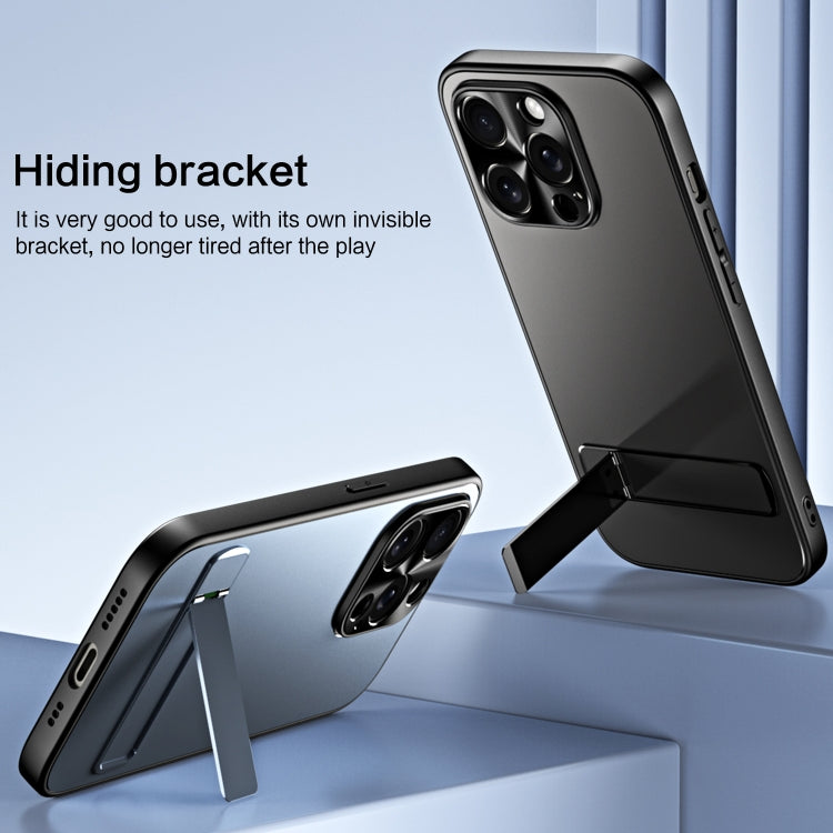 For iPhone 15 Pro R-JUST RJ-61 Electroplating Frosted TPU + PC Phone Case with Holder(Pink) by R-JUST