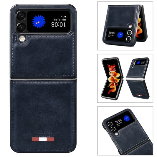 For Samsung Galaxy Z Flip3 5G VIETAO Plain Leather PU Phone Case(Black) by VIETAO