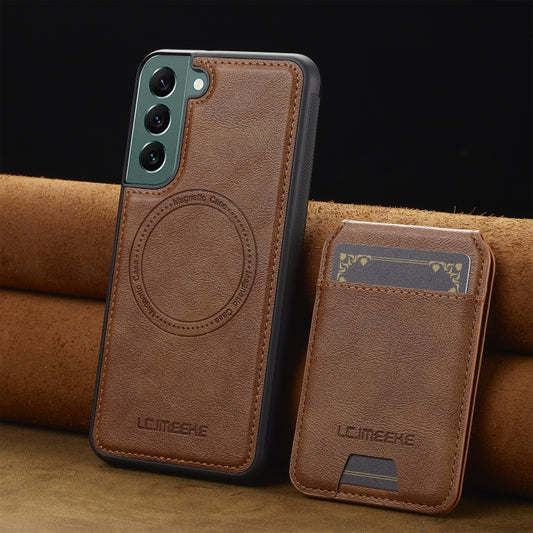 For Samsung Galaxy S21 5G LC.IMEEKE L3 Series Detachable RFID Card Bag Magsafe Phone Case(Brown) by LC.IMEEKE
