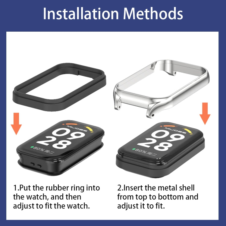 For Xiaomi Smart Band 9 Active / Redmi Band 3 Mijobs Metal Shell Nylon Loop Watch Band(Black) by MIJOBS