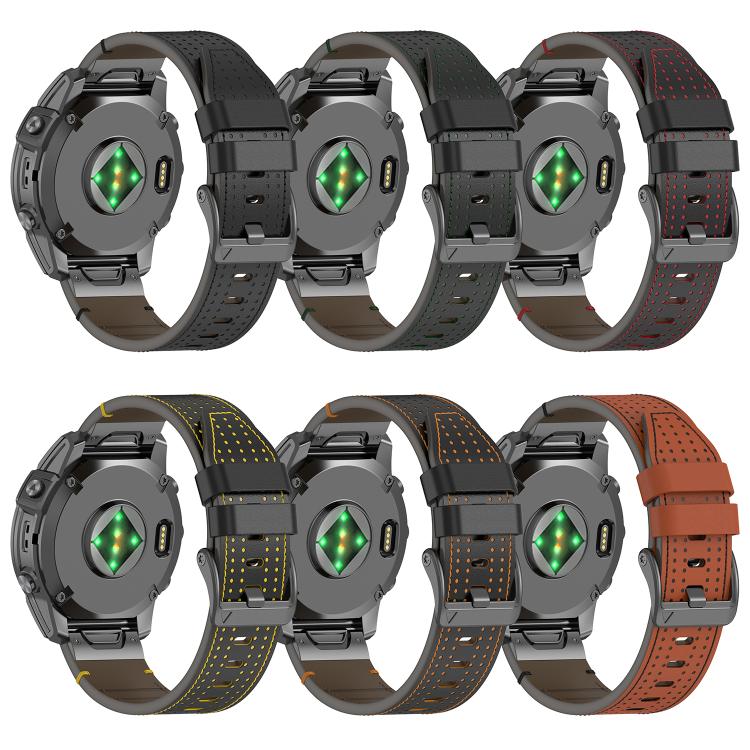 For Garmin Watch 26mm Dual Color Mesh Leather Quick Release Watch Band(Black Red) by bashfashion