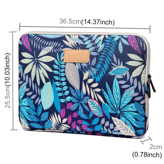 Lisen 14 inch Sleeve Case Colorful Leaves Zipper Briefcase Carrying Bag for Macbook, Samsung, Lenovo, Sony, DELL Alienware, CHUWI, ASUS, HP, 14 inch and Below Laptops(Blue) by bashfashion