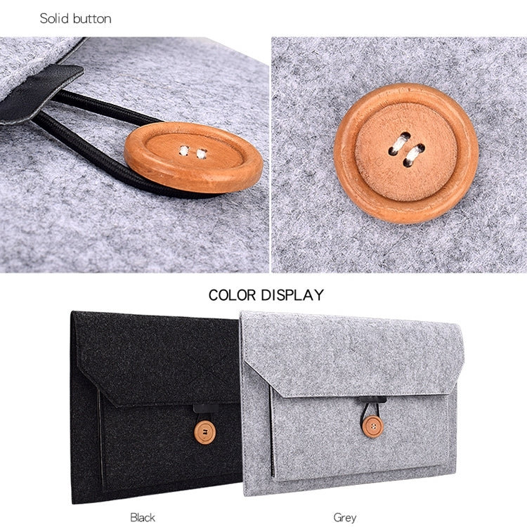 ND06 Multi-purpose Felt Button Laptop Inner Bag for 12.5 inch Laptop(Black) by bashfashion
