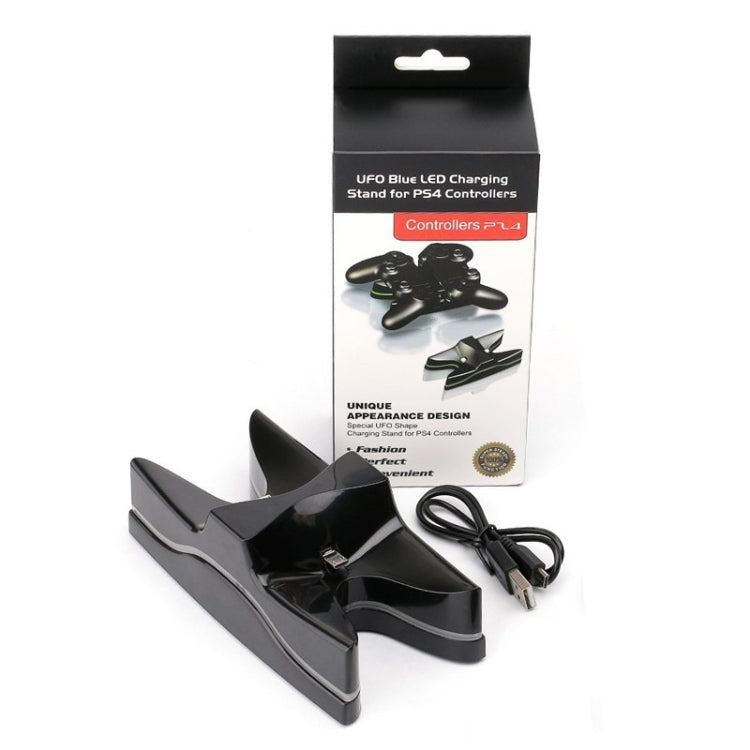 Special UFO Shape 2 x USB Charging Dock Station Stand / Controller Charging Stand for PS4 Playstation 4 with Multi Colors LED(Black) by bashfashion