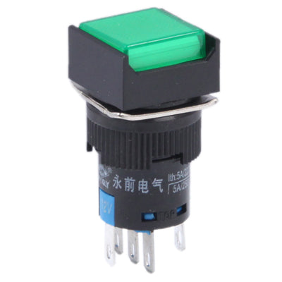 Car DIY Square Button Push Switch with Lock & LED Indicator, DC 24V(Green) by bashfashion