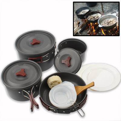 Outdoor Camping Ultra Light Weight 9 Piece Cookware Stackable Set by bashfashion