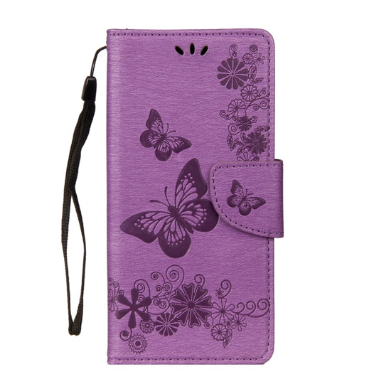 For Galaxy S9+ Vintage Embossed Floral Butterfly Pattern Horizontal Flip Leather Case with Card Slot & Holder & Wallet & Lanyard(Purple) by bashfashion