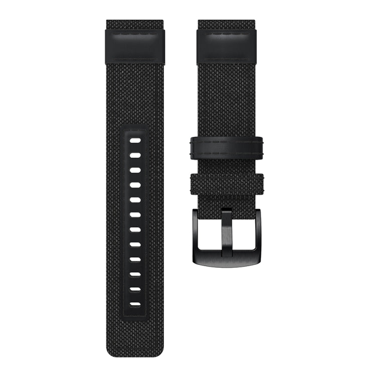 Canvas and Leather Watch Band for Samsung Gear S2/Galaxy Active 42mm, Wrist Strap Size:135+96mm(Black) by bashfashion