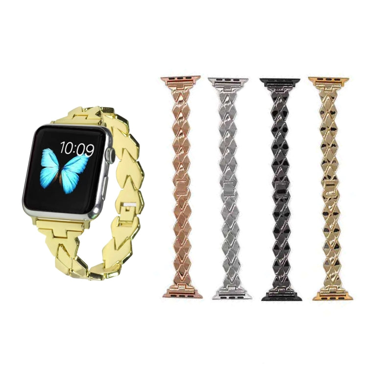 For Apple Watch Series 7 41mm / 6 & SE & 5 & 4 40mm / 3 & 2 & 1 38mm Diamond Stainless Steel Watch Band Strap(Silver) by bashfashion