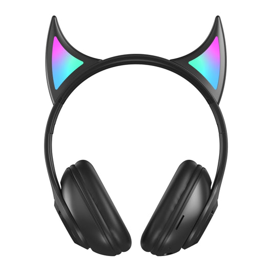 STN25 Devil Ear RGB Light Wireless Music Headset For Children with Mic(Black) by bashfashion