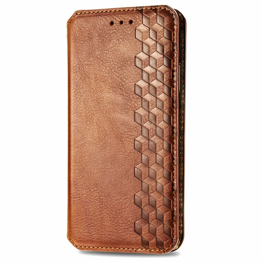 For Samsung Galaxy A05s Cubic Grid Pressed Magnetic Leather Phone Case(Brown) by bashfashion