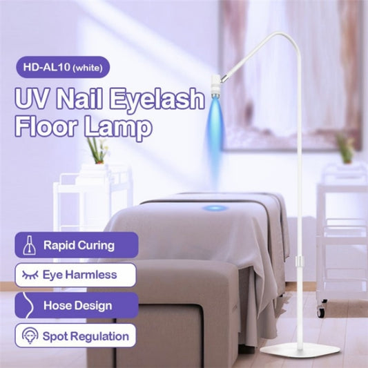 HD-AL10 UV Manicure Eyelash Beauty Floor Lamp Focus Adjustment Touch Dimming with Foot Switch, Plug:UK Plug(White) by bashfashion