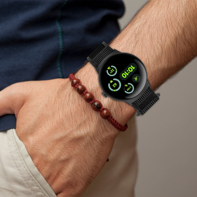 For Google Pixel Watch 3 45mm Nylon Woven Hook and Loop Fastener Watch Band(Yellow Gray) by bashfashion