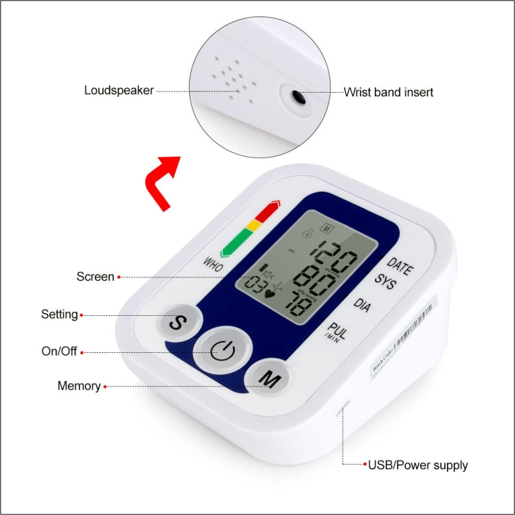 ZK-B02 Automatic Digital Upper Arm Blood Pressure Monitor Sphygmomanometer Pressure Gauge Heart Beat Rate Meter Tonometer Pulsometer by bashfashion