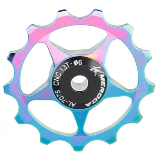 MEROCA Metal Bearings Mountain Bike Road Bike Rear Derailleur Guide Wheel 11T/13T Guide Wheel, Specification:13T, Color:Electroplating Colorful by bashfashion