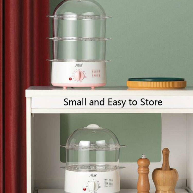 LINGRUI Timer Mini Multi-Function Egg Cooker Automatic Power Off Home Breakfast Machine, CN Plug, Specification:Double Layers(Grey) by bashfashion