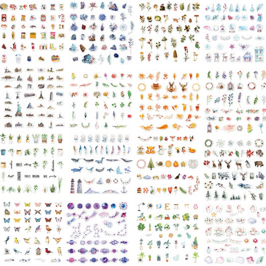 TH001-22 40 in 1 Japanese Paper Decoration Hand Account DIY Sticker(Blue Empress Whale) by bashfashion