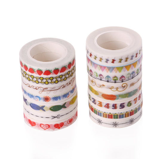 10pcs Paper Tape Hand Ledger Decoration Sticker, 8mmx10m(Feather SM-23) by bashfashion