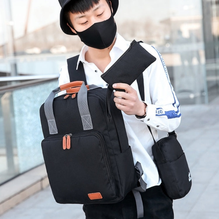 3 In 1 Travel Backpack Student School Bag USB Computer Backpack(light Grey) by bashfashion