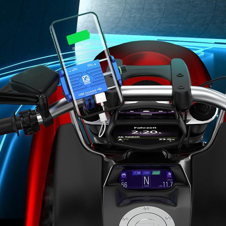 Kewig M6 Aluminum Alloy Motorcycle Mobile Phone Bracket Rechargeable With Switch Waterproof Stable Navigation Bracket(Silver) by bashfashion