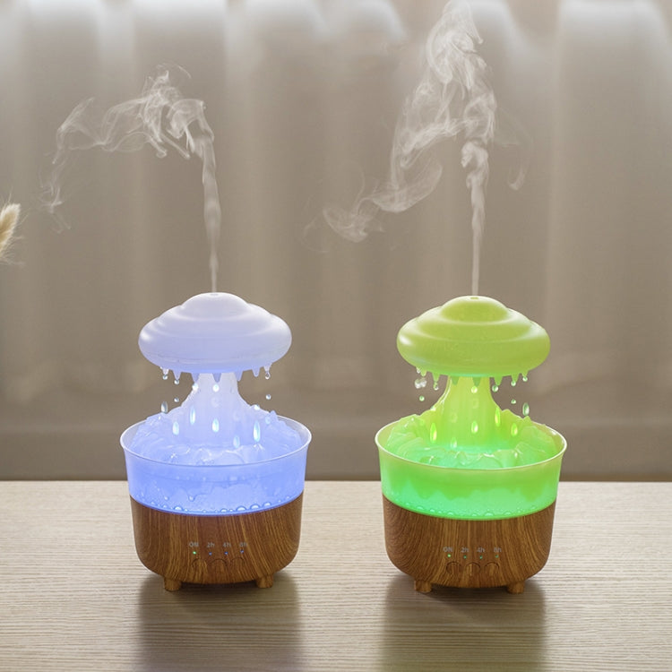 V50 Desktop Colorful Night Light Humidifier Wood Grain Water Drop Aroma Diffuser, Spec: EU Plug(Green) by bashfashion