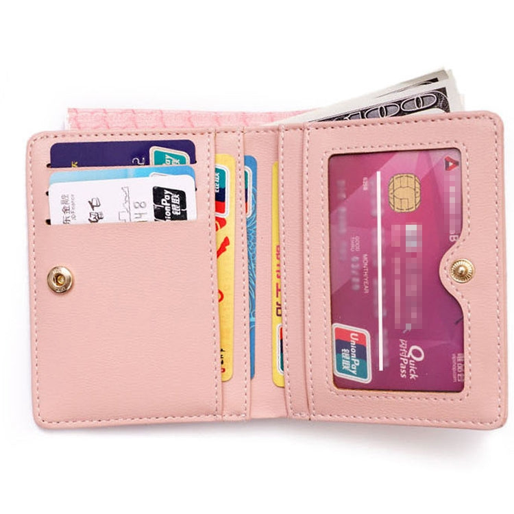 BATSIOE Short Type Ladies Wallet Small Fresh Two-Fold Student Bag Simple Multi-Card Coin Purse(Pink) by BATSIOE