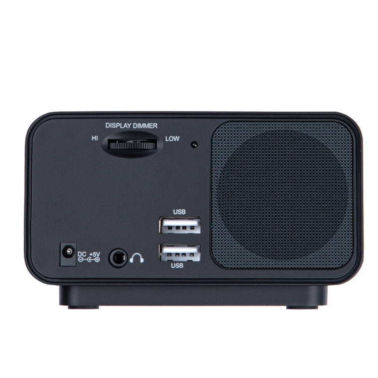 LED Digital Bedroom Alarm Clock With USB Charging Port Clock Radio Temperature Electronic Platform Clock, Specification: US Plug(Black) by bashfashion