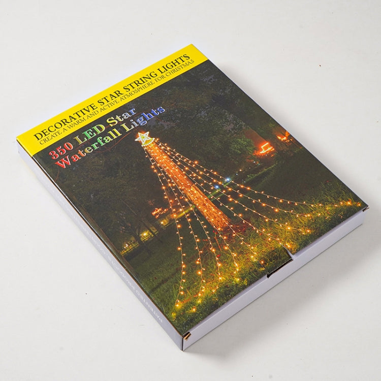 10LM 350 LED Star Waterfall Light Christmas Tree String Lights Outdoor Meteor Light, Plug Spec: US Plug(Warm White Light) by bashfashion