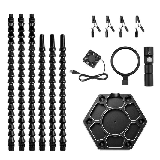 Six-Jaw LED Lamp Magnifying Glass Soldering Station with Fan(N-SS6LMF-BK9) by bashfashion