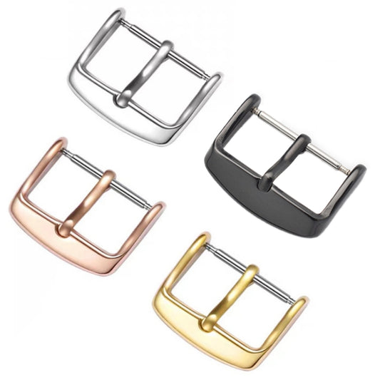 5pcs IP Plated Stainless Steel Pin Buckle Watch Accessories, Color: Silver 12mm by bashfashion