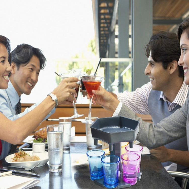 Bar Party 6 Cups Hexagon Wine Dispenser Wine Pourer Blue+6 Colorful Cups by bashfashion