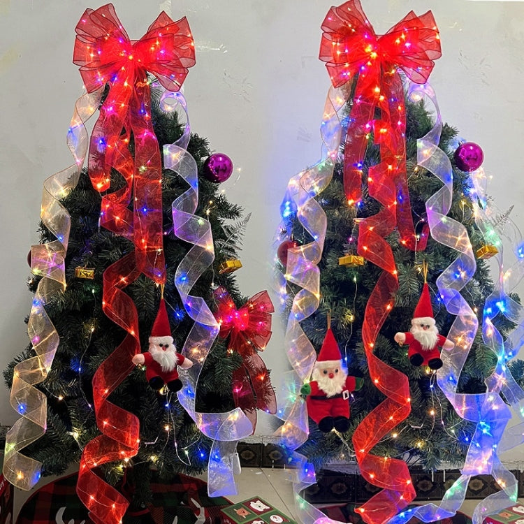 Christmas Ornament Double Light Board Yarn Ribbon String Lights, Specification: 5m(Gold Warm Light) by bashfashion