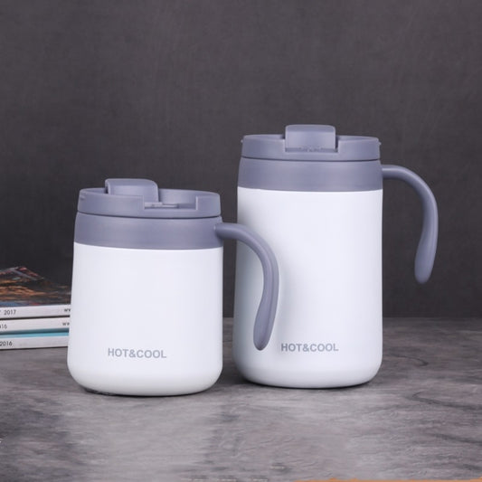 Round Bottom Flip Lid Office Cup Drinking Cup With Handle, Capacity: 500ml(White) by bashfashion