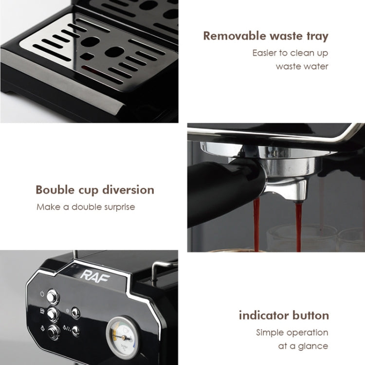 RAF R.104 Home Small Semi Automatic High Pressure Steam Milk Foaming Coffee Machine, EU Plug(Black) by bashfashion