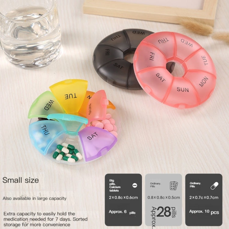 2 PCS Round 7 Days Rainbow Color Portable Pill Box Plastic Seven Grid(Colorful) by bashfashion