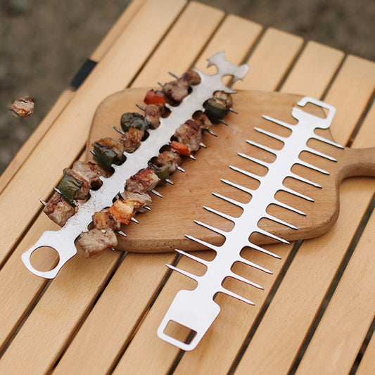 Outdoor Fish Bone Barbecue Steak 304 Stainless Steel Barbecue Stick(Hook Style) by bashfashion