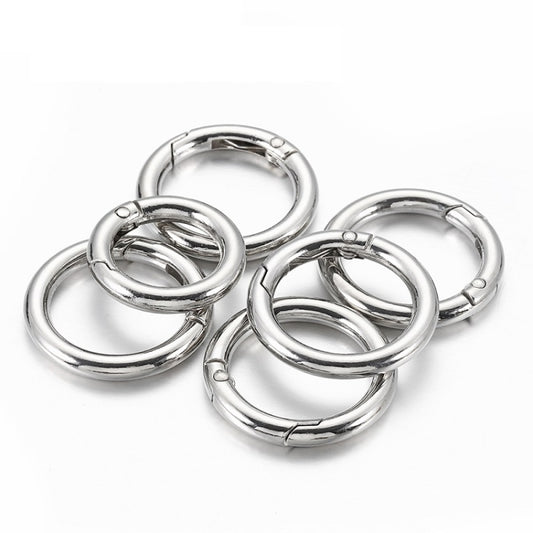 20pcs Zinc Alloy Spring Ring Metal Open Bag Webbing Keychain, Specification: 4 Points Silver by bashfashion