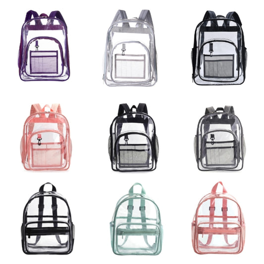 PVC Transparent Waterproof Backpack Student School Bag, Color: Candy Colo Pink by bashfashion
