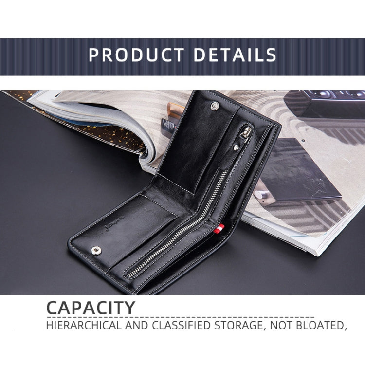 Baellerry Men Short Vintage Multi-Card Wallet Vertical Buckle Zip Wallet(Coffee Vertical) by Baellerry