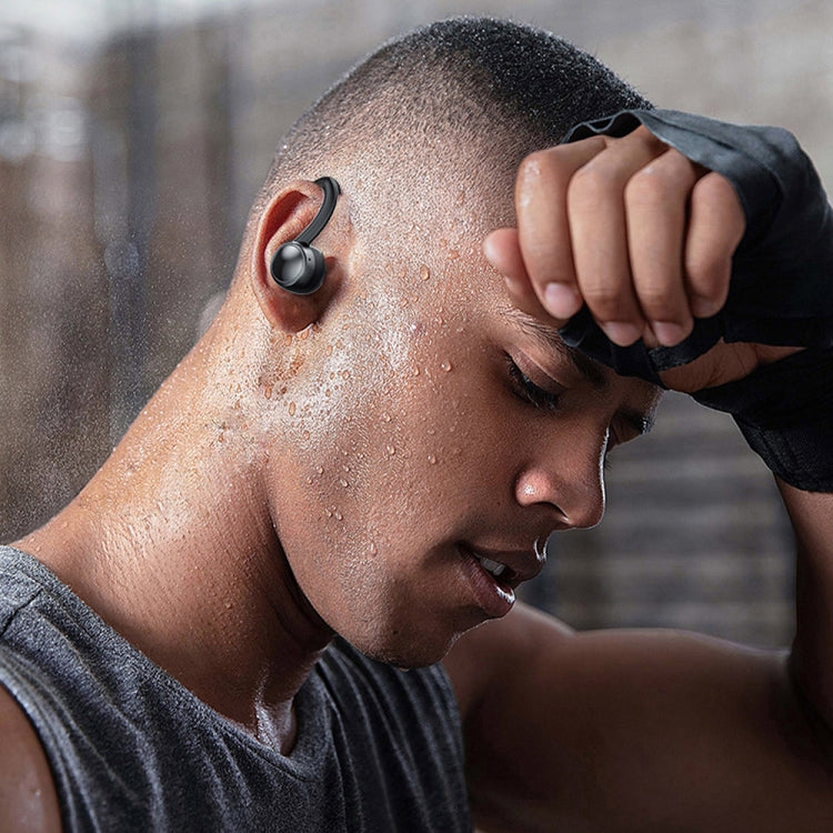 TWS Ear-Mounted LED Digital Display Noise Reduction Bluetooth Earphones With Power Bank Function(Black) by bashfashion