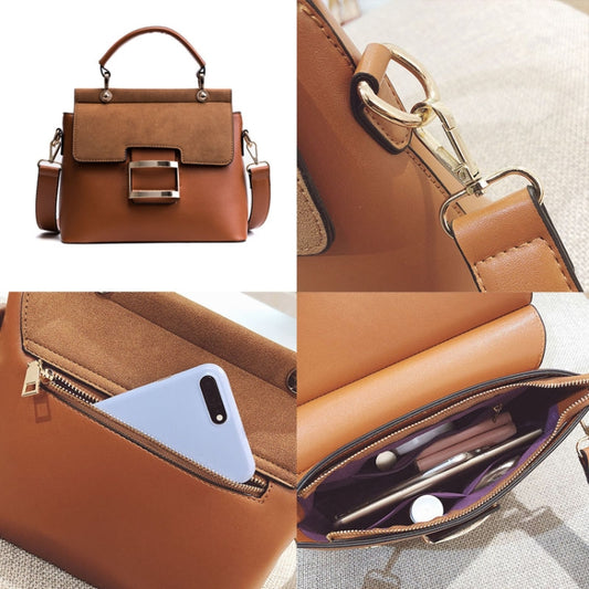 Women Frosted Wide Shoulder Strap Crossbody Square Bag Tote Single Shoulder Bag(Black) by bashfashion