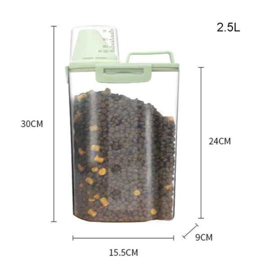 2.5L Pet Food Storage Bucket 4 Snap Dog Food Moisture Proof Sealed Storage Tank(Beige) by bashfashion