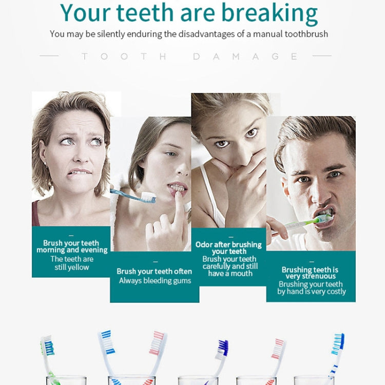 Rechargeable Ultrasonic Soft Bristle Electrical Toothbrushes Flosser 6 Gear With 4 Brushes(Pink) by bashfashion